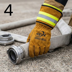 Gants de sécurité en cuir pour la lutte contre les incendies, durables, avec coins renforcés, coutures renforcées, manches longues, résistants à la chaleur, gants de travail de protection - Product Image 6
