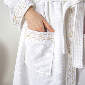 Premium 100% Cotton Kimono Bathrobe Luxury Hotel Spa Terry Cloth <b>Robe</b> Soft Absorbent Unisex House <b>Coat</b> 300g Eco-Friendly - Product Image 4