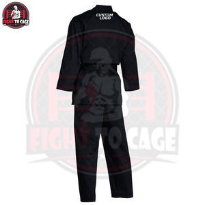 Premium Quality BJJ Uniform Solid Black Color Breathable Stretch Lightweight Printed Martial <b>Arts</b> Wear Polyester Cotton Made - Product Image 3