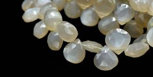 Cuentas de Piedra Lunar Gris Natural de Calidad AAA, Forma de Corazón Facetado, 8-8.5mm, Cuentas de Piedra Briolette para la Fabricación de Joyas - Product Image 5