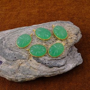 จี้หินควอตซ์ประดับพลอยคาลซิโดนีที่ทำด้วยมือจี้ทองรูปวงรีที่กำลังเป็นที่นิยมใช้ทำเครื่องประดับแฟชั่น - Product Image 2