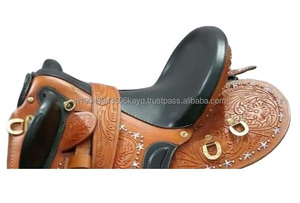 Caballo de cuero genuino asequible, equipo de equitación occidental, sillín de cuero americano, sillín de caballo inglés occidental - Product Image 4