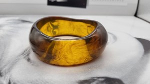 Handmade Amber Marble Resin Bangle Chunky Organic Wavy Resin Craft Curved Dome Cuff Bracelet Women Jewelry - Product Image 6