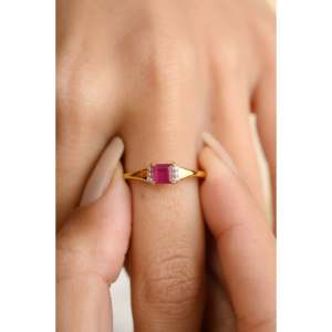 แหวนหมั้นเพชรทับทิมแท้ทองคำ 18K โรสโกลด์ - Product Image 3