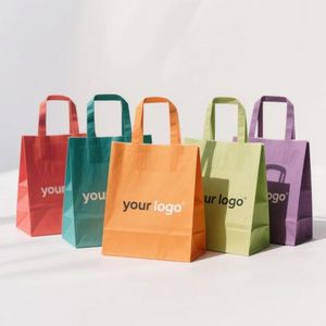 Recyclable Custom Kraft Paper Handbag Eco Friendly Shopping Bag for Clothing Shoes <b>Socks</b> OEM Manufacturer Supply - Product Image 1