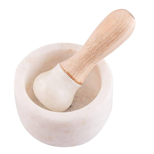Natural <b>Marble</b> <b>Mortar</b> <b>Pestle</b> Manual Power Kitchen Grinding Tool - Product Image 3