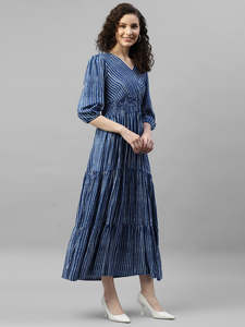 Vestido Maxi de Rayón a Rayas para Mujer, Estilo Ajustado y Evase, Festivo, Elegante, Casual, Moderno, Vestido Largo de Una Pieza para Mujer - Product Image 5