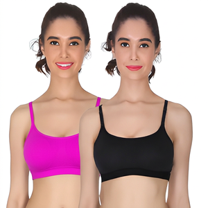 Soutien-gorge de yoga à bretelles pour femme, maintien moyen, couleur unie, noir, beige, soutien-gorge de sport pour adultes - Product Image 4