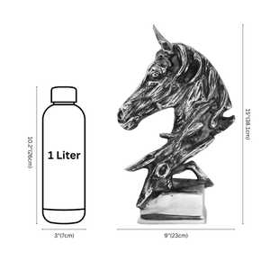 Jaffs Exports Silver Horse Head Aluminium Sculpture Handcrafted Modern Design Eco-Friendly Durable Tabletop <b>Ornament</b> Home Office - Product Image 4