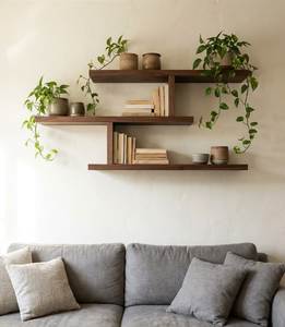 Wooden <b>Wall</b> <b>Shelf</b> Organizer Floating Storage Rack Modern Design Handmade Double Tier Durable <b>Wall</b> <b>Mounted</b> Living Room Storage - Product Image 4