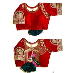 DISEÑADOR DE SECUENCIA DE DOBLE CODIFICACIÓN DE SECUENCIA BRILLANTE TRABAJO CON MANGA DE TRABAJO DE HILO PESADO LISTO PARA USAR BLUSA DE TEMPORADA DE MATRIMONIO MAROON - Product Image 1