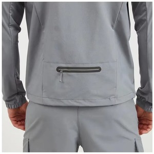 Men's Hooded Windproof Polyester/Nylon Windbreaker Jacket Autumn Zipper Closure Regular Fit Solid Color Gray - Product Image 4