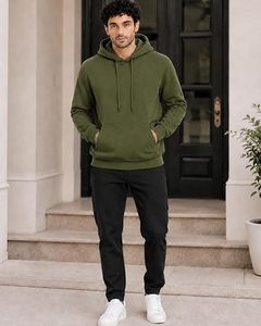 Sweat-shirts pour hommes 100% coton, poids lourd, qualité supérieure, coupe classique, streetwear, sweat-shirt à capuche, imperméable, coupe-vent - Product Image 4