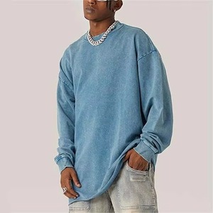 เสื้อสเวตเชิ้ตคอกลมสีฟ้าอ่อนสำหรับผู้ชาย ผ้าฝ้าย 100% ทรงปกติ สีพื้น แขนยาว สวมใส่สบาย เหมาะสำหรับฤดูหนาว - Product Image 5