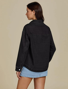 Veste en jean tricotée en coton respirant pour femme, collection automne, avec rivets brodés et perles, logo personnalisé, OEM/ODM disponible en gros - Product Image 5