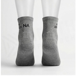 Ankle <b>Socks</b> Gray Letter Print Cotton Breathable Daily Casual <b>Socks</b> for Adults Summer Season - Product Image 2
