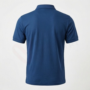 เสื้อโปโลแขนสั้นสีน้ำเงินกรมท่าสำหรับผู้ชาย ผ้าฝ้าย 100% ผ้าปิเก้ถัก สวมใส่สบาย ระบายอากาศได้ดี ทรงปกติ ดีไซน์เรียบง่าย - Product Image 2