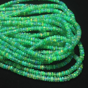 Green Natural Ethiopian Opal Smooth Rondelle Beads 3-5mm Smoked Treated 8" Long Center <b>Drilled</b> 0.4mm Strand <b>Jewelry</b> - Product Image 6