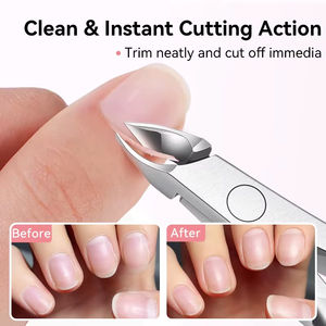 Coupe-cuticules courbé en acier inoxydable, pinces à ongles, ciseaux de manucure, éliminateur de peaux mortes, coupe-ongles à double fourche à ressort, outils pour les ongles - Product Image 5