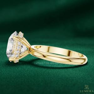 Bague solitaire en diamant de laboratoire taille brillant plaqué or 18 carats de luxe pour femme |   Bague de fiançailles classique certifiée IGI LUMERA FINE - Product Image 2
