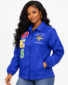 Veste de coach à manches longues style OES avec boutons, motif Ordre de l'Étoile d'Orient, veste élégante brodée sur mesure, fournisseur de premier plan - Product Image 2