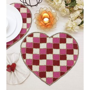 Set de table perlé en forme de cœur festonné, fait main, avec perles de verre rondes, pour la Saint-Valentin, élégant décor de table - Product Image 6