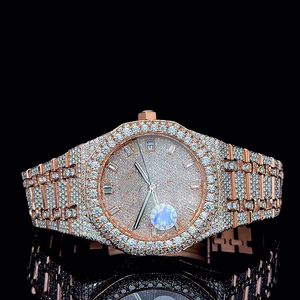 Reloj de Hombre de Cuarzo con Diamantes de Moissanita, Estilo Hip-Hop, Deportivo y de Negocios, con Esfera de Acero Inoxidable y Cristal de 41 mm, Color Blanco - Product Image 1