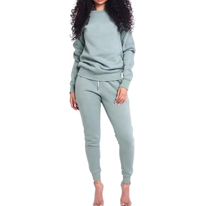 Spring High Quality Plus Size Women's Eco-Friendly Breathable Lightweight <b>Plain</b> Pullover Jogging Suits 100% Cotton <b>Tracksuit</b> - Product Image 6