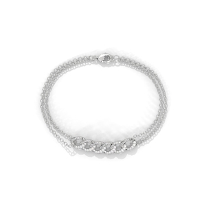 Pulsera Doble de Oro Blanco de 18K con 6 Eslabones Circulares, Diamantes Naturales de Corte Brillante Redondo, Cadena Chapada en Rodio, Joyería para Regalo o Fiesta - Product Image 3