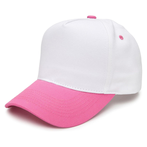 Gorra de Béisbol de 6 Paneles en Contraste Blanco y Rosa, Unisex, Casual, Ajustada, de Color Sólido, de Sarga de Algodón, para Primavera y Verano - Product Image 1