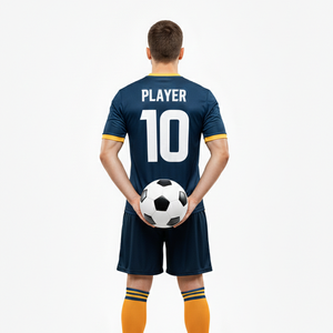 Vêtements de sport formels unisexes à rayures jaunes et noires, uniformes de football à séchage rapide avec logo personnalisé sur le devant - Product Image 2