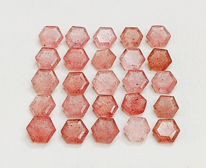 หินควอตซ์สตรอเบอร์รี่ทรงหกเหลี่ยมเจียระไน ขนาด 6*6 มม. 8*8 มม. 10*10 มม. 1*11 มม. 12*12 มม. 4*14 มม. อัญมณีธรรมชาติ 100% - Product Image 3