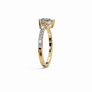 Elegante Anillo de Boda Clásico para Mujer con Diamante Cultivado en Laboratorio con Certificación IGI, Corte Corazón, Banda Pavé, Oro 10K/14K/18K, Plata 925/935, Regalo - Product Image 4