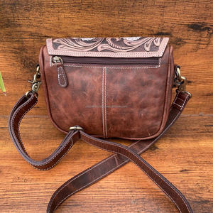 Nouveau Design Hairon & Sac à bandoulière en cuir repoussé à la main Luxe Turquoise Floral Sac à main sculpté en cuir véritable Femmes Western Sac à main - Product Image 3