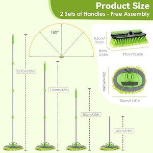 Set di 2 Spazzole e Mop in Microfibra con Manico Lungo 62 Pollici per Lavaggio Auto, Spazzole Premium - Product Image 2