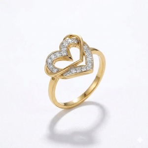 Anillo de Oro de 14K con Doble Corazón Entrelazado Eterno para Mujer, Anillo de Promesa con Diamante Cultivado en Laboratorio de 0.25ct, Joyería Romántica y Delicada - Product Image 5
