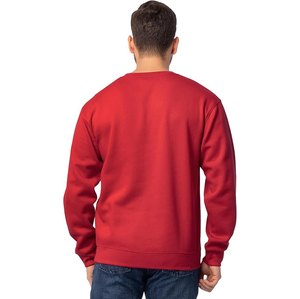 Sweat-shirt unisexe rouge à col rond, 100% coton molletonné, coupe ample, manches longues, couleur unie, décontracté, pour l'automne - Product Image 5