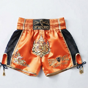Pantalones Cortos de Muay Thai Personalizados con Serigrafía, Tejidos, Transpirables, hasta la Rodilla, para Venta al Por Mayor, Ropa Deportiva para Kickboxing y Lucha - Product Image 4