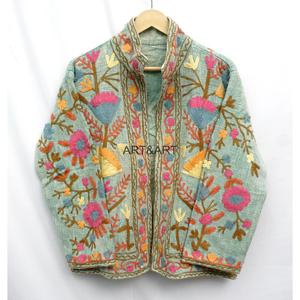 Chaqueta de Invierno Bordada a Mano con Flores, Estilo Suzani, para Mujer, con Forro de Algodón Transpirable, Venta al Por Mayor - Product Image 1