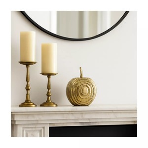 Sculpture Pomme Dorée 6x5 Pouces, Décoration Métallique Faite à la Main, Figurine Artistique Moderne pour Table de Salon - Product Image 2