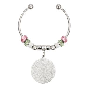 Bracelet jonc vert rose avec breloques, bijoux fantaisie pour femme, bracelet à breloques perlées, accessoire élégant, cadeau pour fête et usage quotidien - Product Image 2