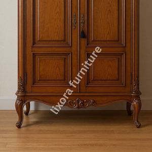 Luxury Handcrafted Solid Wood 2 Door <b>Wardrobe</b> Ornate Victorian Carving Premium Finish Armoire - Product Image 4
