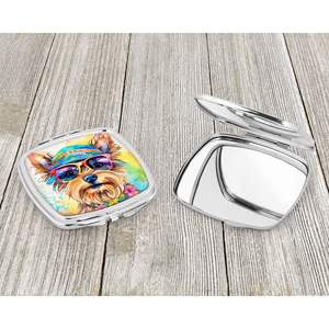 Yorkshire Terrier Hippie Dawg Compact Pliant Miroir De Maquillage De Poche Cadeau De Voyage Décoratif pour Femmes et Filles Taille De Poche - Product Image 3