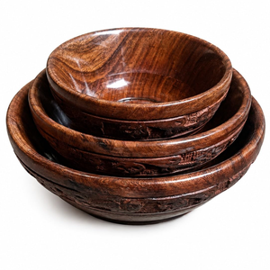 Juego de 3 Tazones para Servir de Madera Natural Premium Hechos a Mano, Tazones de Madera para Ensalada, Tazones Decorativos para Frutas para la Cocina, Mesa de Comedor y Hogar - Product Image 2
