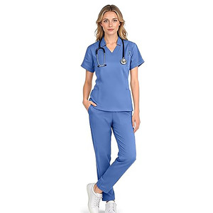 Unisex Classic Cotton <b>Scrub</b> <b>Sets</b> with Jersey Fabric Needle Detection Professional Medical Nurse Uniform for Hospital Use - Product Image 6