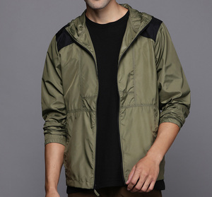RTS OEM Custom <b>Men</b>’s Lightweight Hooded Windbreaker <b>Jacket</b> – Waterproof, Breathable, Zip-Up Outdoor Sports Coat - Product Image 1
