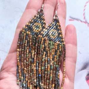 Pendientes de Alta Gama con Cuentas Coloridas, Geométricos, Largos, con Borlas y Cuentas de Semillas, Joyería para Mujer, Suministros para Abalorios - Product Image 3