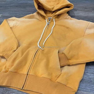 Sudadera con Capucha Extra Grande para Hombre, Estilo Desgastado por el Sol, Personalizada, de Algodón Grueso, con Estampado Vintage, Cierre de Cremallera y Lavado Ácido - Product Image 6