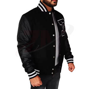 Chaqueta Letterman 100% Poliéster, Manga Larga, Detalles Bordados, Acabado Cortavientos y Cierre de Botones, Diseño de Logotipo Personalizado - Product Image 2