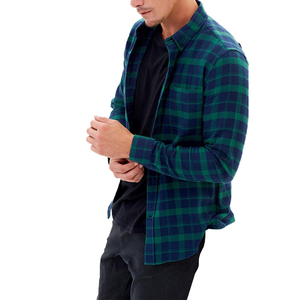 Chemise en flanelle 100% coton à carreaux surdimensionnée pour homme, teinte en fil, personnalisée, directement de l'usine - Product Image 1